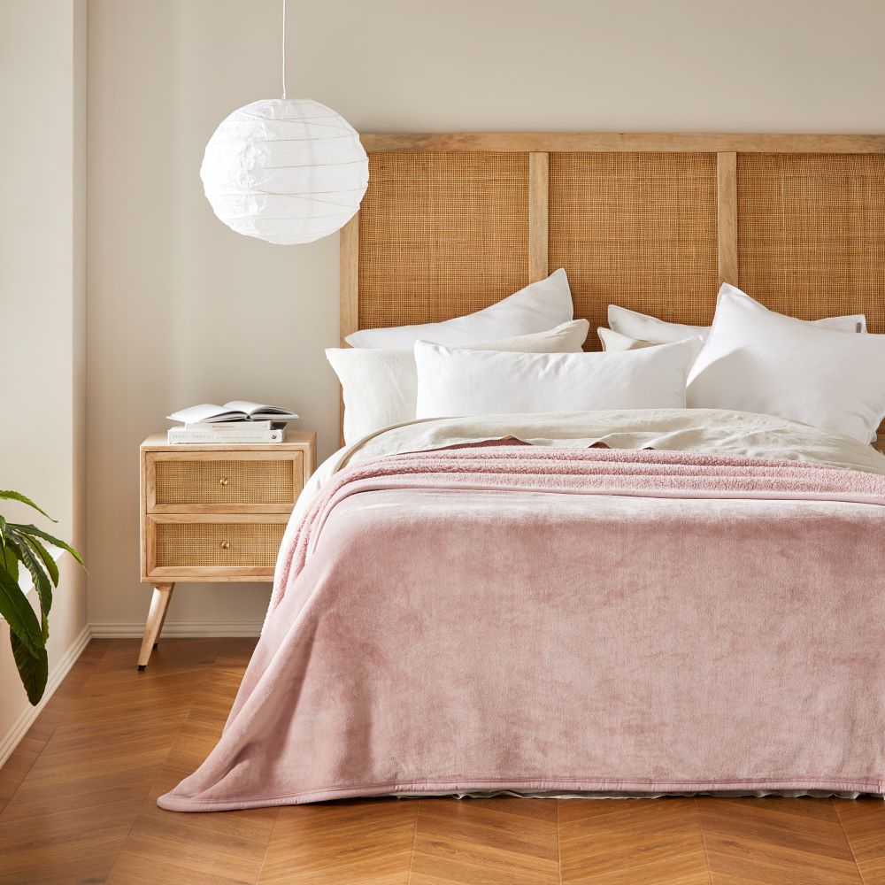Sherpa Pink Salt Blanket Adairs