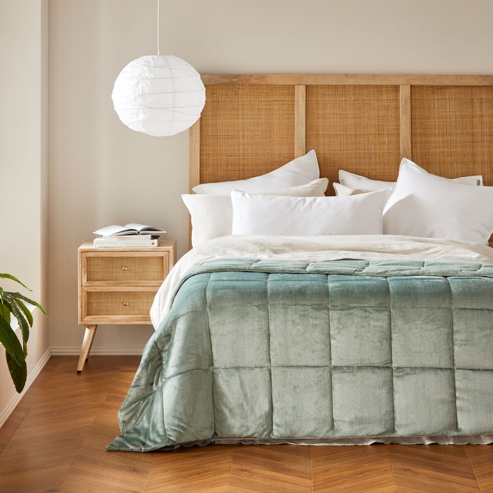 Plush Sage Quilted Blanket Adairs