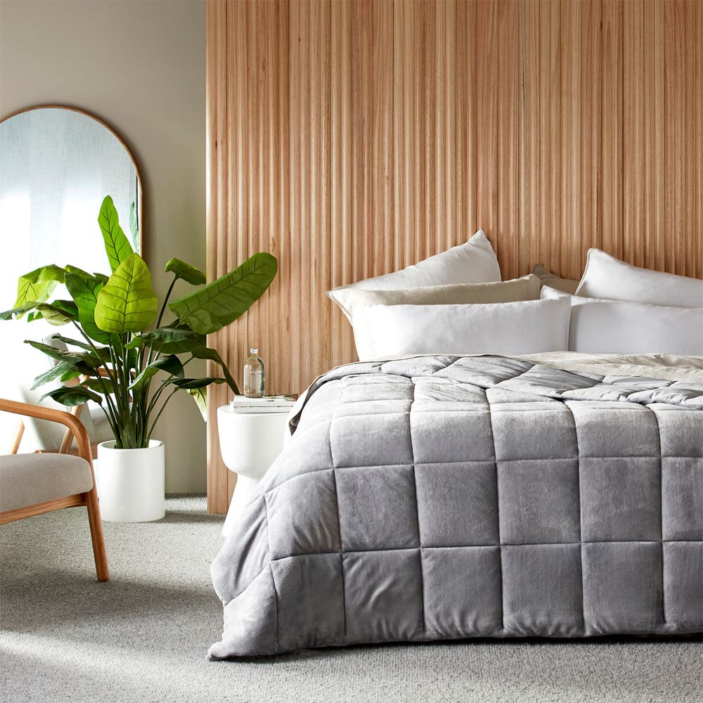 Plush Silver Quilted Blanket Adairs