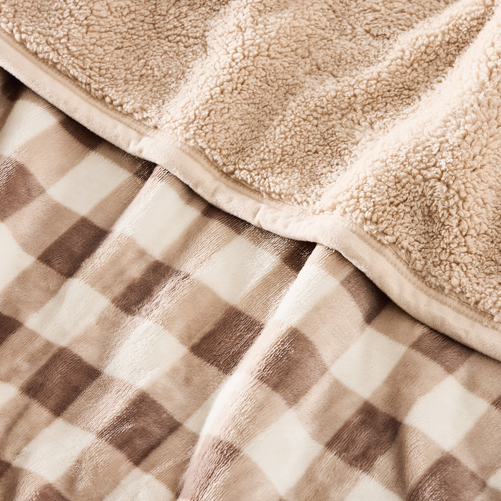 Sherpa Natural Gingham Throw Homewares Adairs