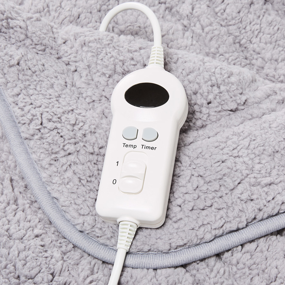 Gainsborough Sherpa Ash Grey Heated Blanket Adairs