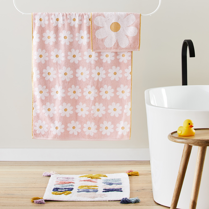 Adairs Kids Daisy Floral Pink Face Washers Pack of 2 Adairs