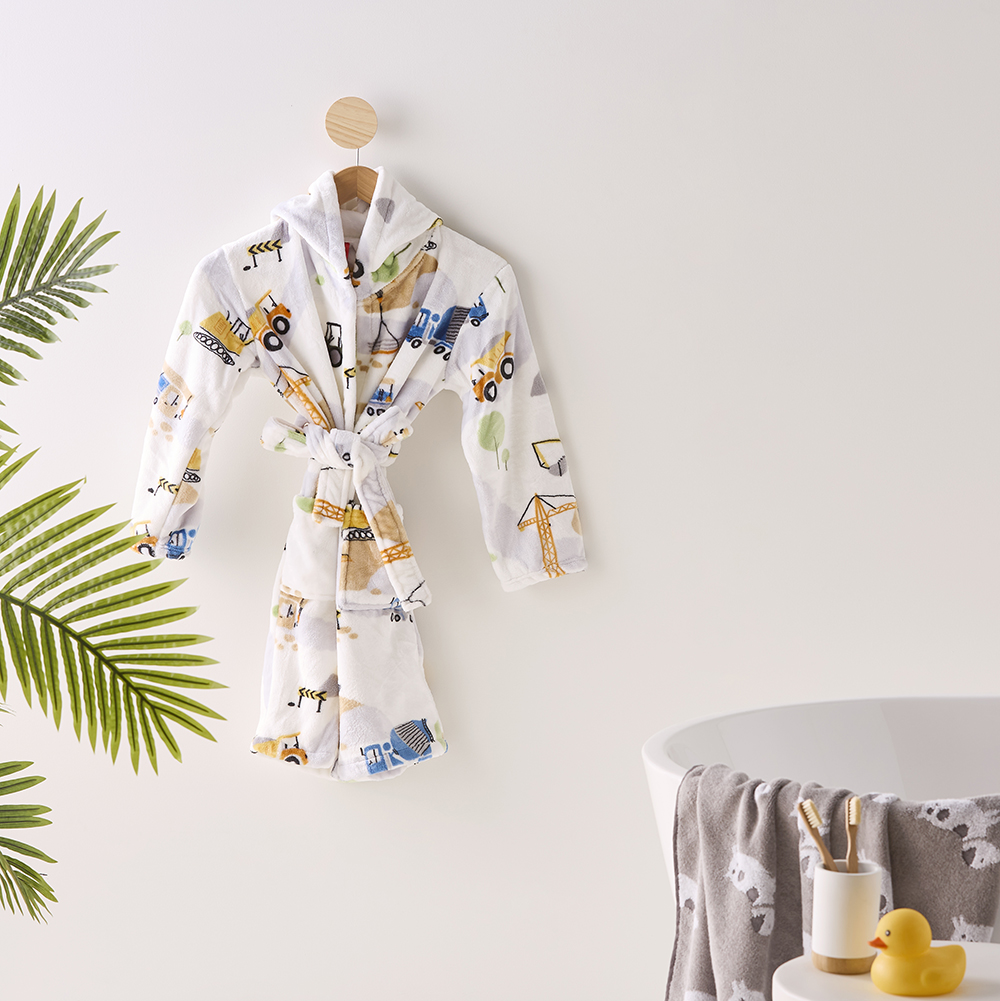 Adairs Kids Kids Ultra Soft Construction Zone Dressing Gown Adairs