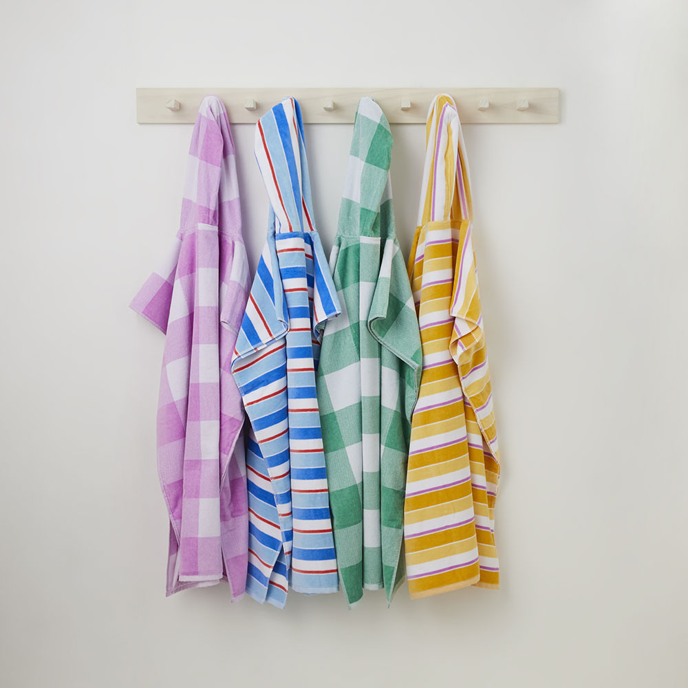 Velour Green Gingham Hooded Beach Towel Adairs