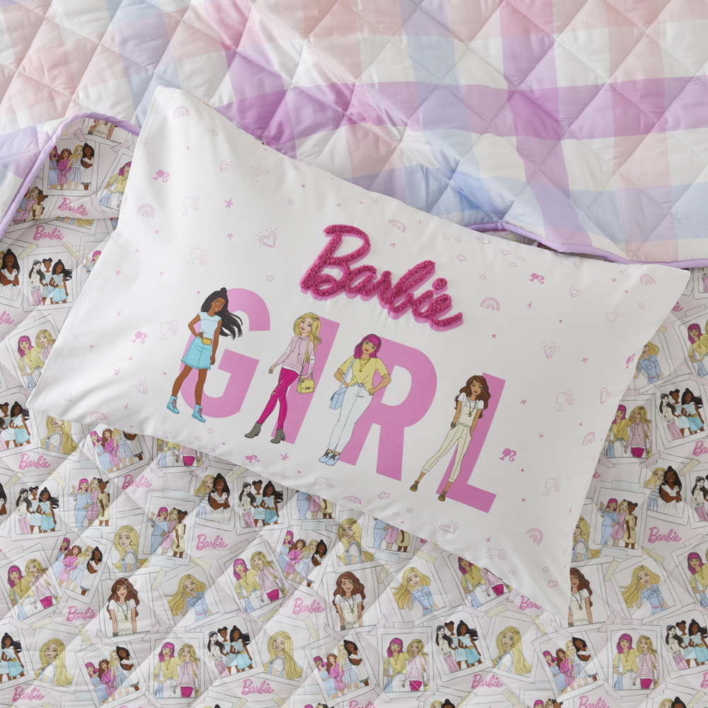 Adairs Kids Mattel Barbie Kids Text Pillowcase Adairs