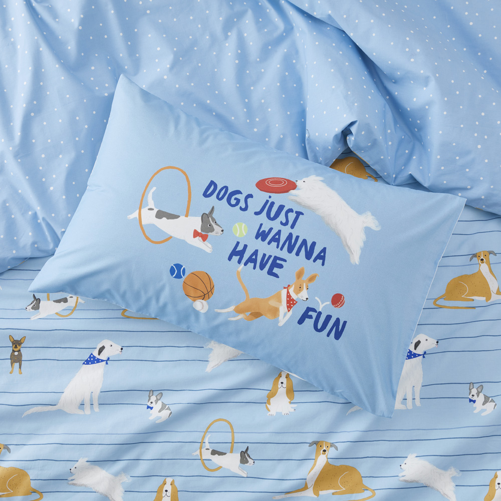 Adairs Kids Dogs Just Wanna Have Fun Kids Text Pillowcase Adairs