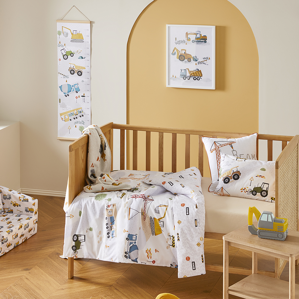 Adairs Kids - Construction Zone White Stonewashed Quilt Adairs Kids - Construction Zone White Stonewashed Quilt
