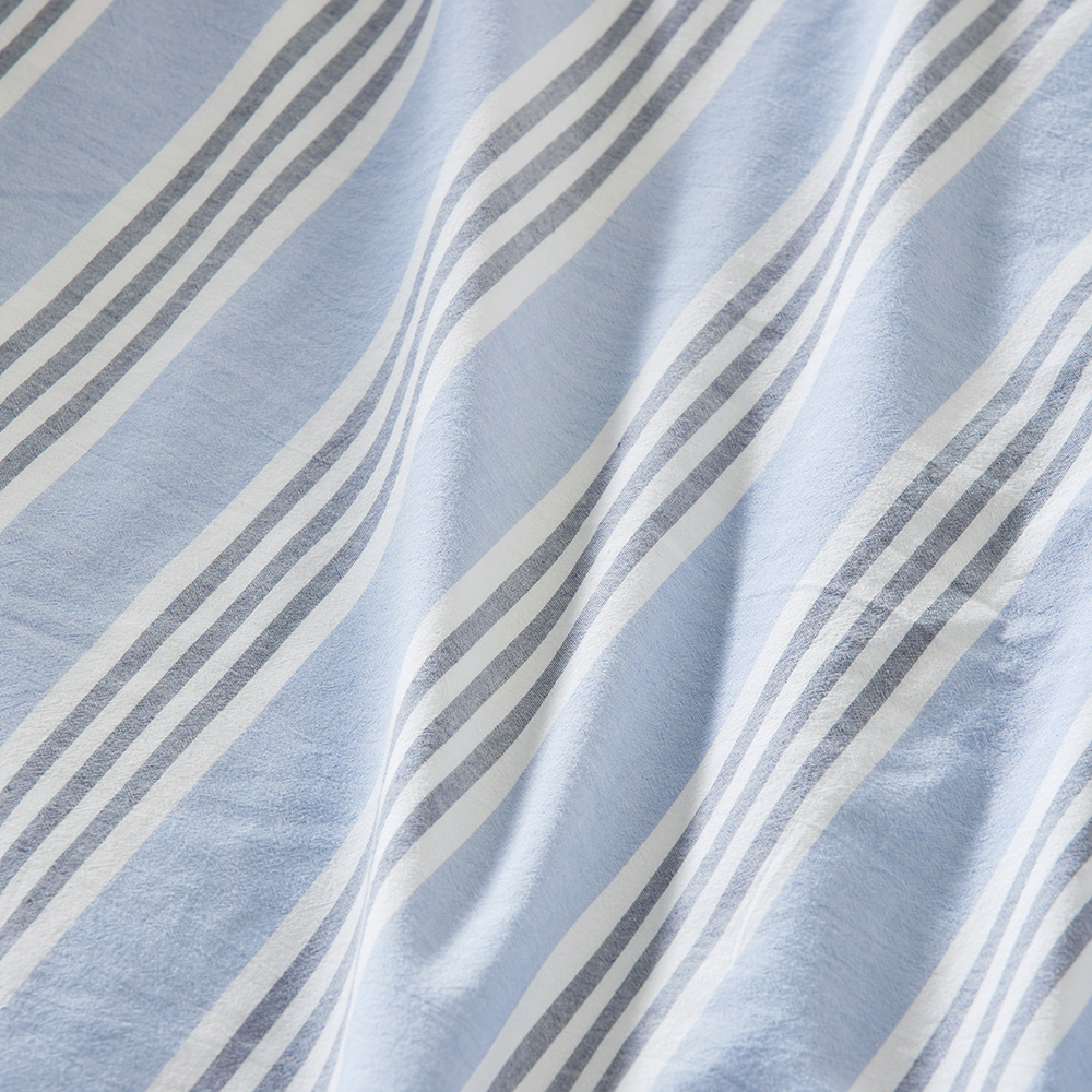 Adairs Kids Heirloom Theodore Yarn Dyed Blue Stripe Quilt Cover Set