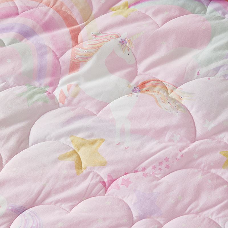 Unicorn Squad Pink Cot Quilted Quilt Cover Set