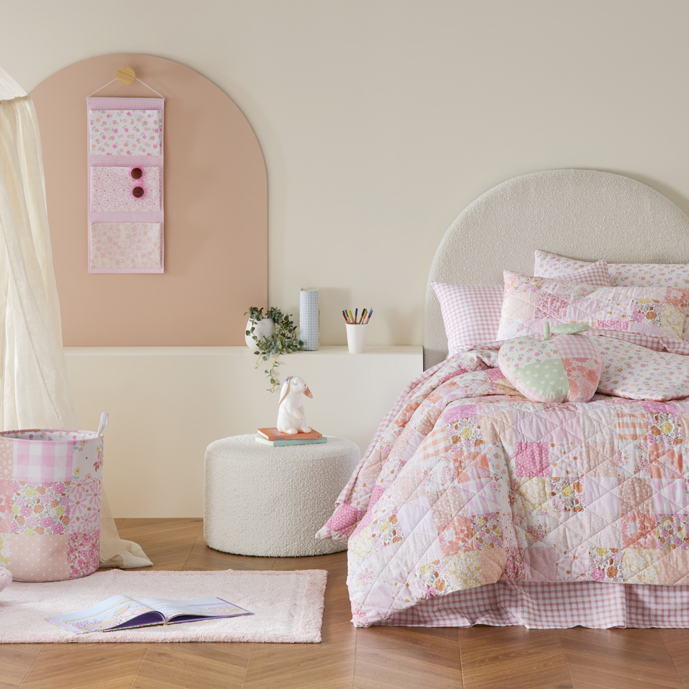 Adairs Kids - Nola Patchwork Pink Quilted Quilt Cover Set | Adairs