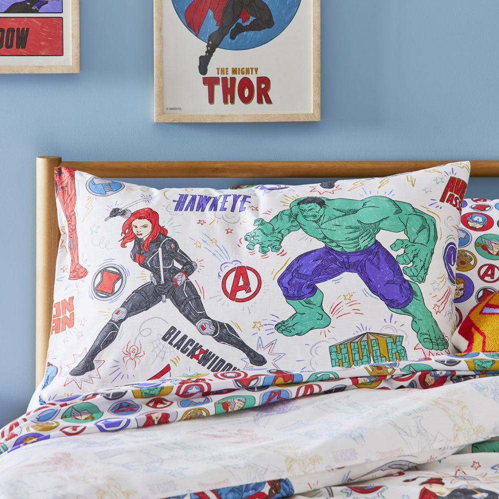 Adairs Kids Marvel Avengers Assemble Natural Marle Quilt Cover Set