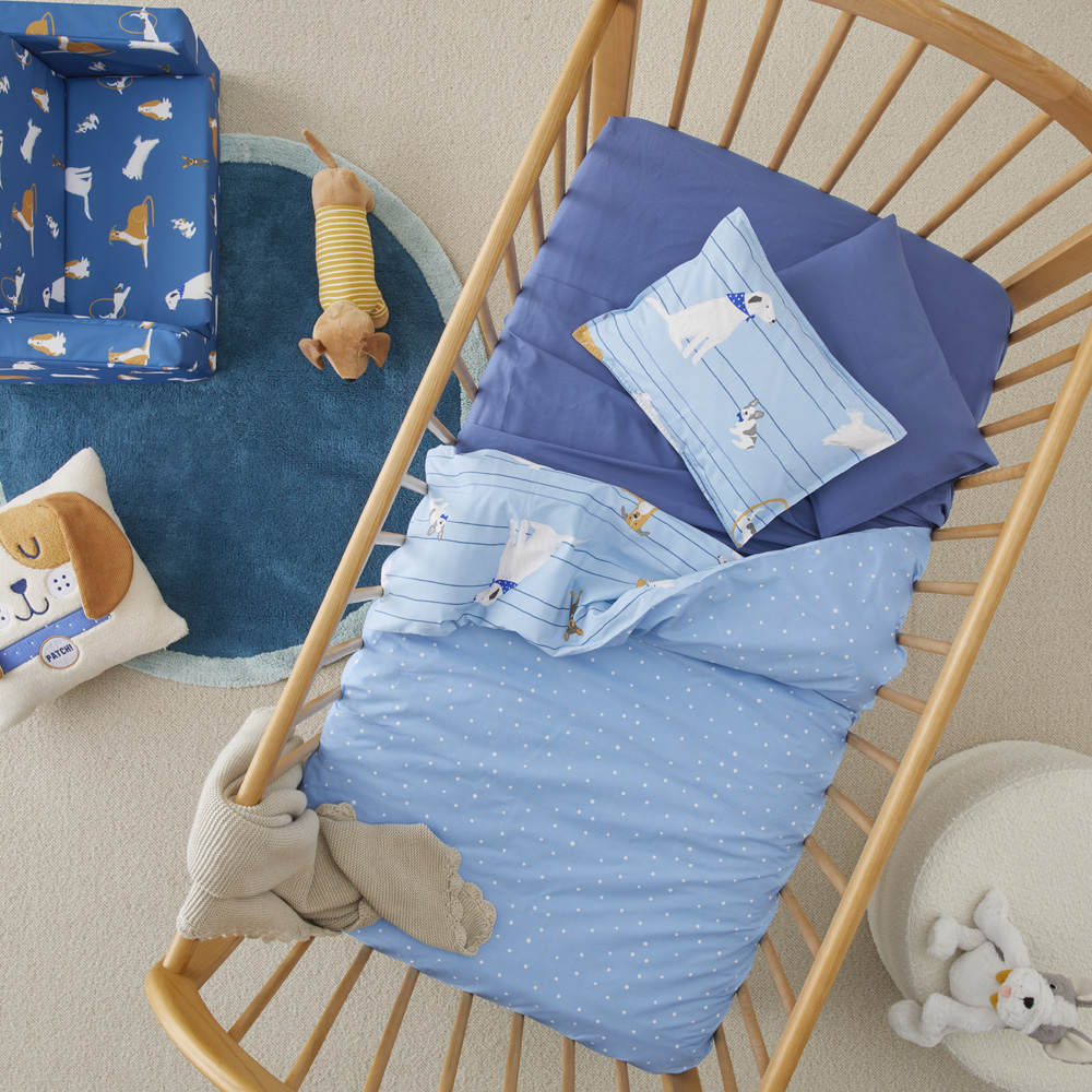Adairs Kids Puppy Love Blue Cot Quilt Cover Set Adairs