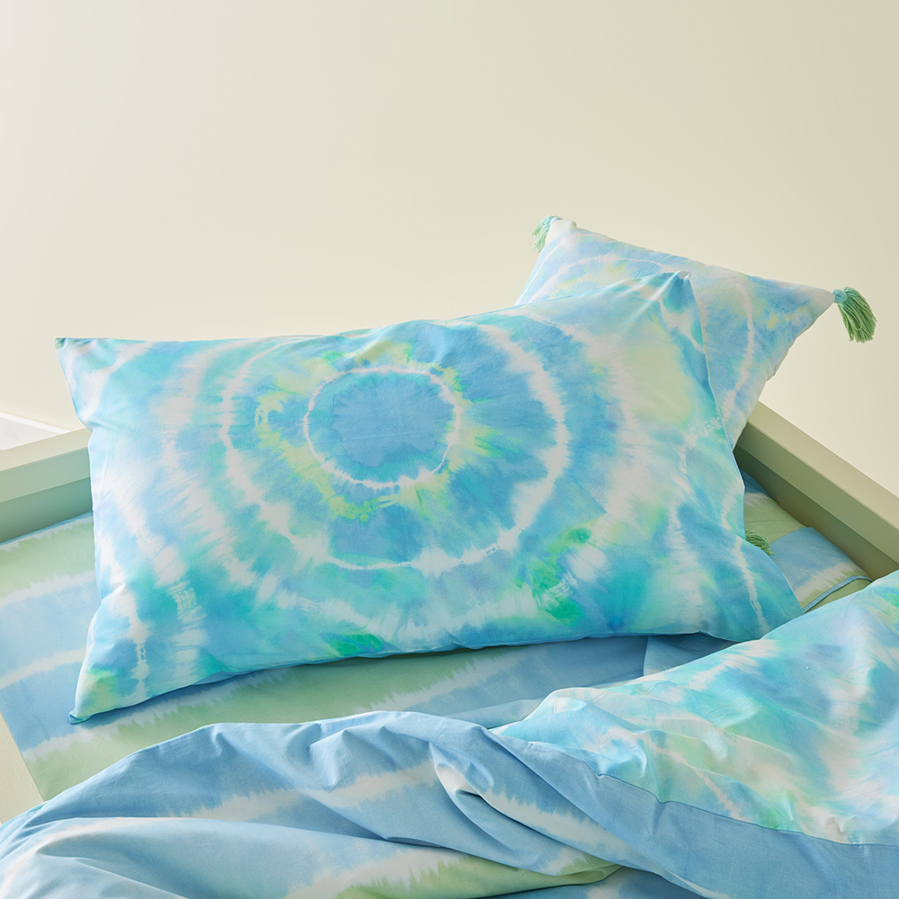 Adairs Kids Zephyr Tie Dye Aqua Quilt Cover Set Adairs