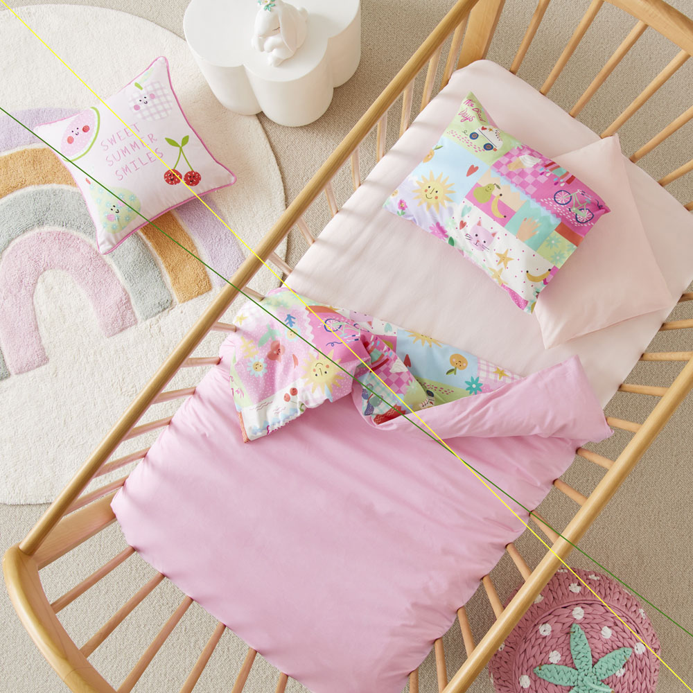 Adairs Kids Shine Your Way Pink Cot Quilt Cover Set Adairs