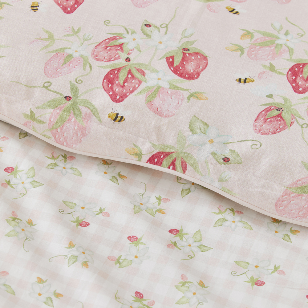 Adairs Kids Heirloom Sweet Strawberry Light Pink Quilt Cover Set Adairs
