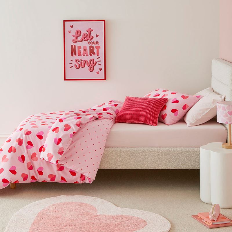 Adairs Kids - Sweet Heart Pink Quilt Cover Set | Adairs