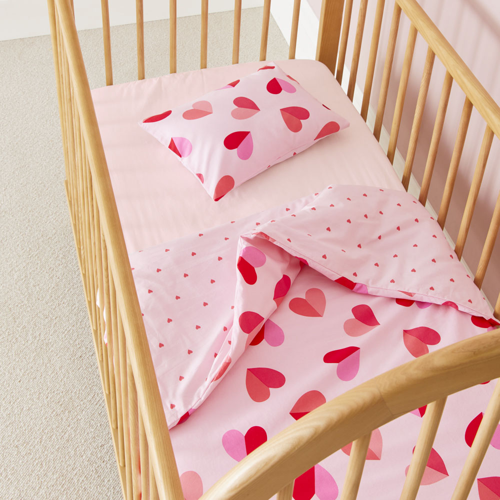 Adairs Kids Sweet Heart Pink Cot Quilt Cover Set Adairs