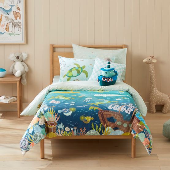 What Lives In The Ocean Sea Green Quilt Cover Set