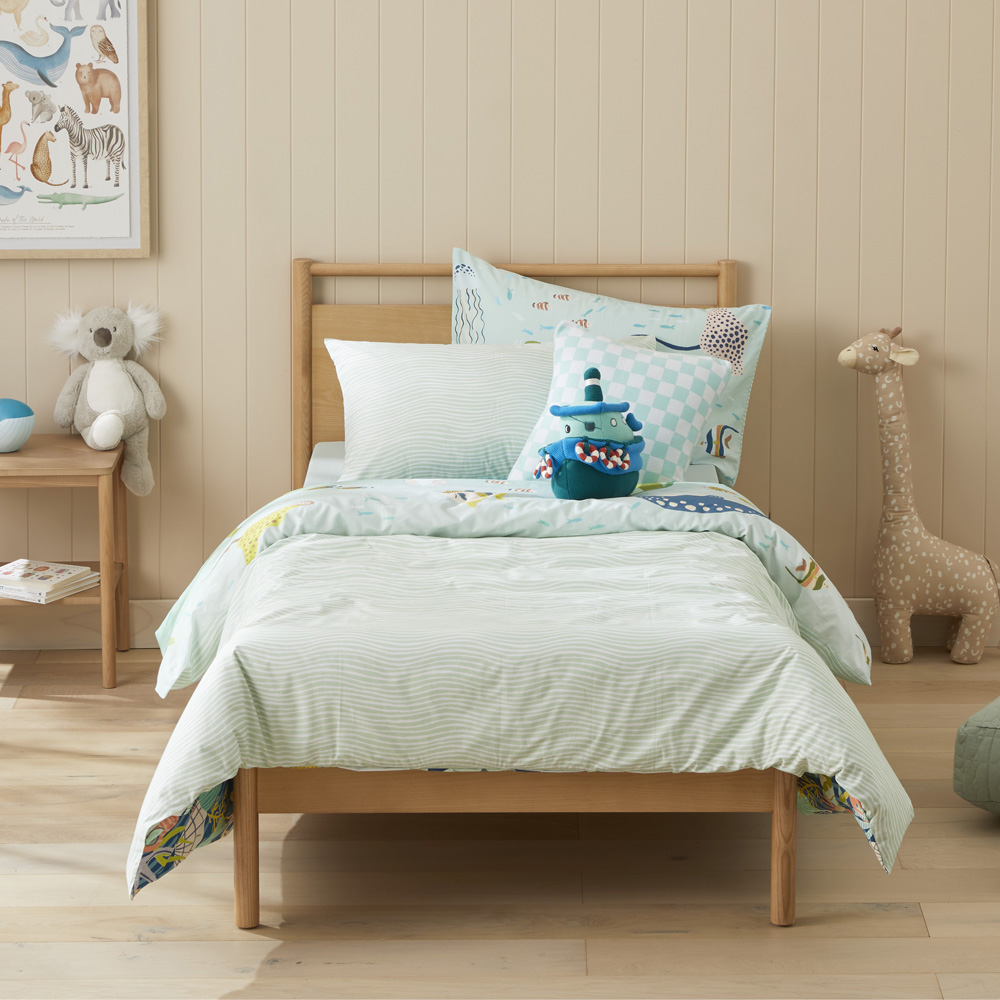 Adairs Kids What Lives In The Ocean Sea Green Quilt Cover Set Adairs