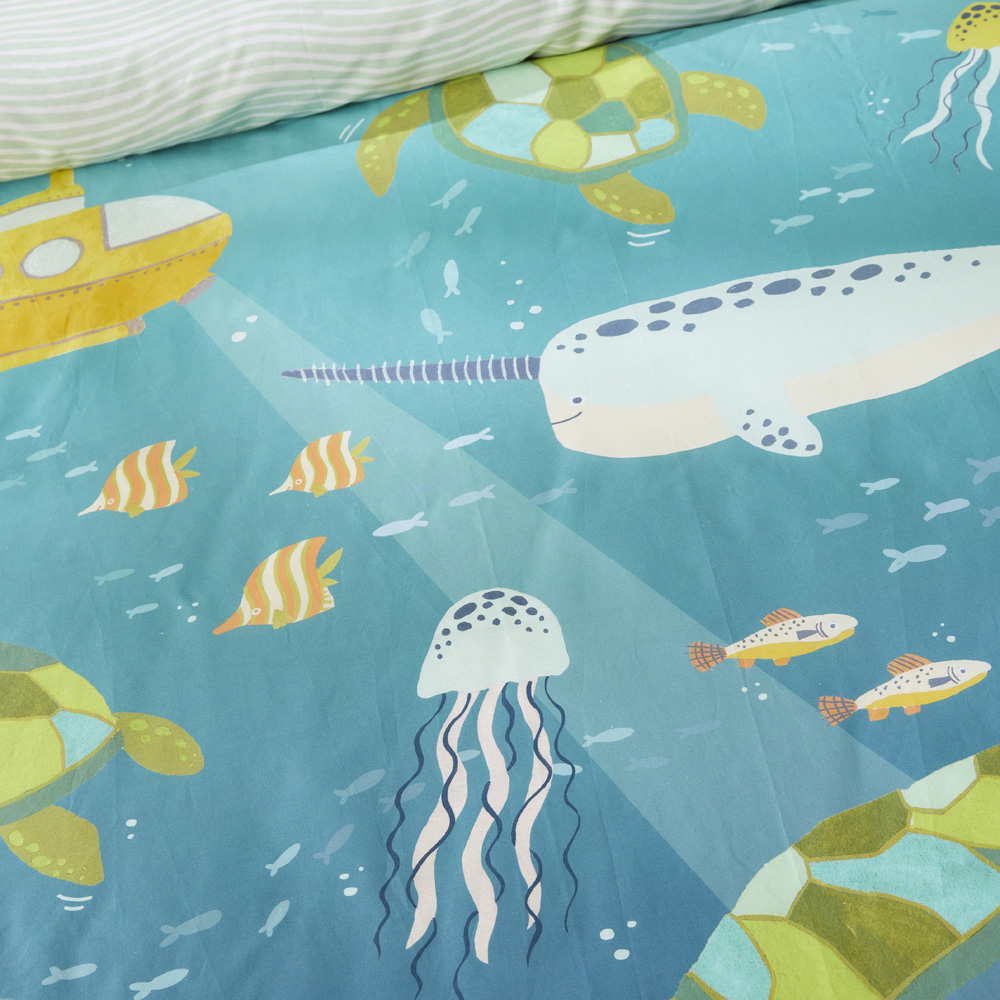 Adairs Kids What Lives In The Ocean Sea Green Quilt Cover Set Adairs