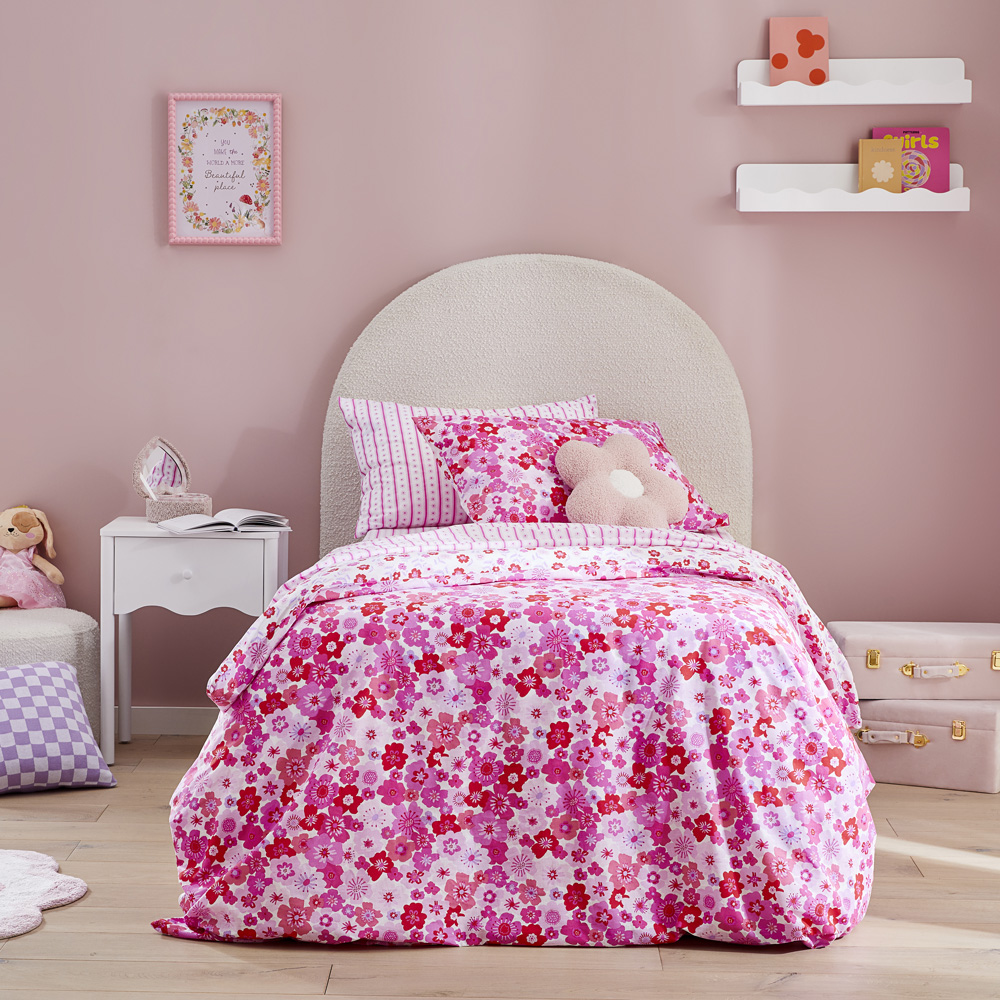 Adairs Kids Make It Bloom Pink Quilt Cover Set Adairs