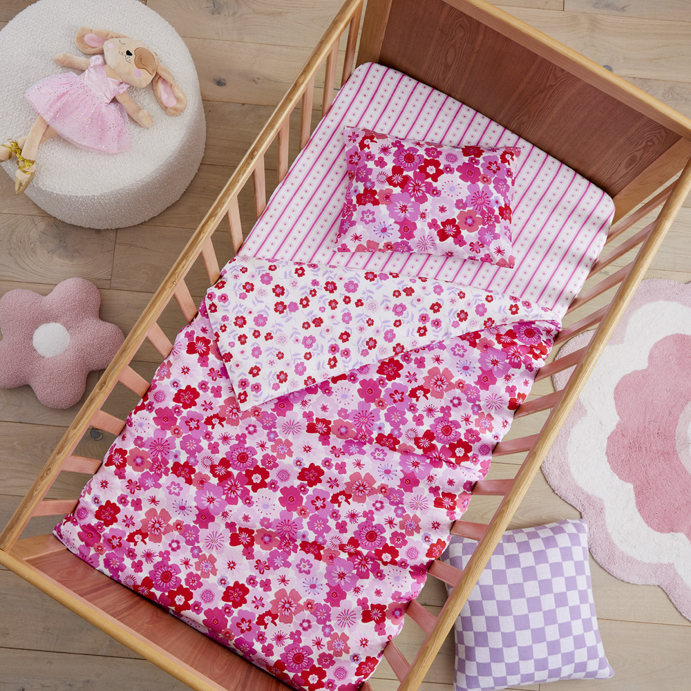 Adairs Kids Make It Bloom Pink Cot Quilt Cover Set Adairs