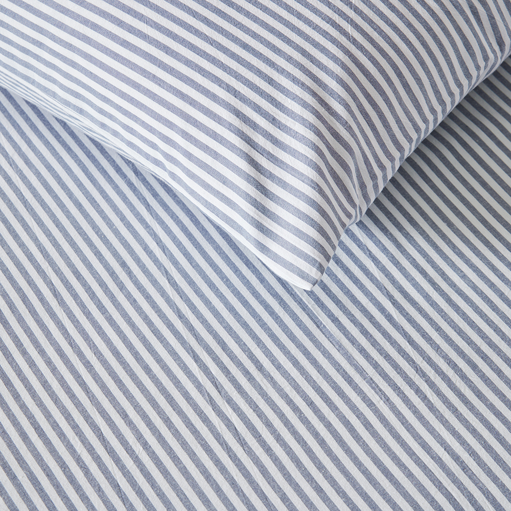 Adairs Kids Theodore Yarn Dyed Grey Stripe Cot Fitted Sheet Set Adairs