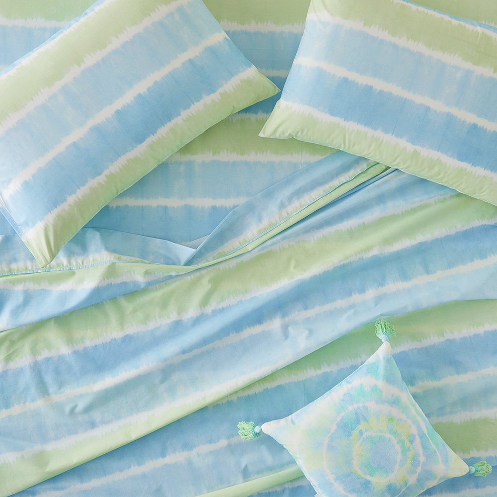 Adairs Kids Zephyr Tie Dye Aqua Sheet Set Adairs