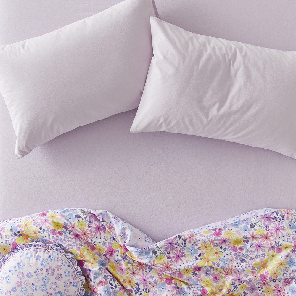 Adairs Kids Stonewashed Cotton Lavender Fitted Sheet Set Adairs