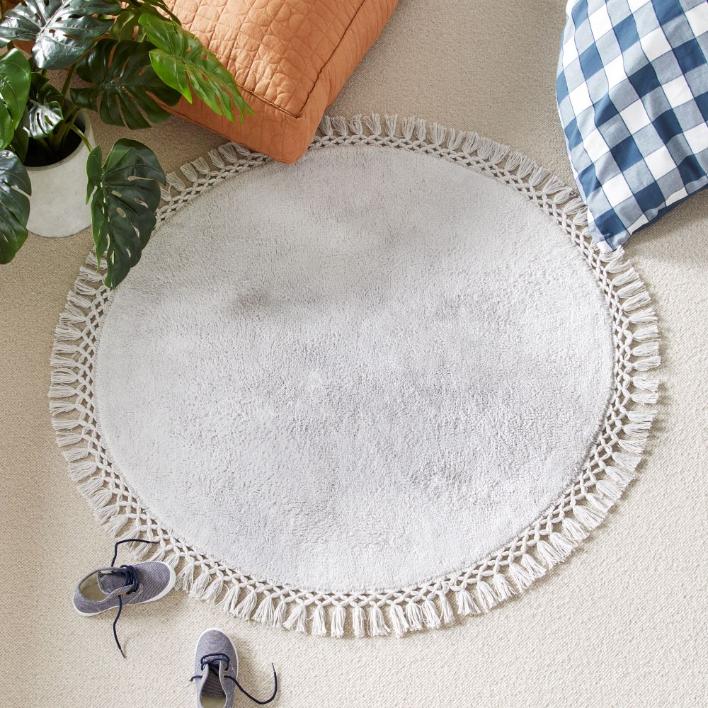 Adairs Baby Grey Tassel Rug Adairs