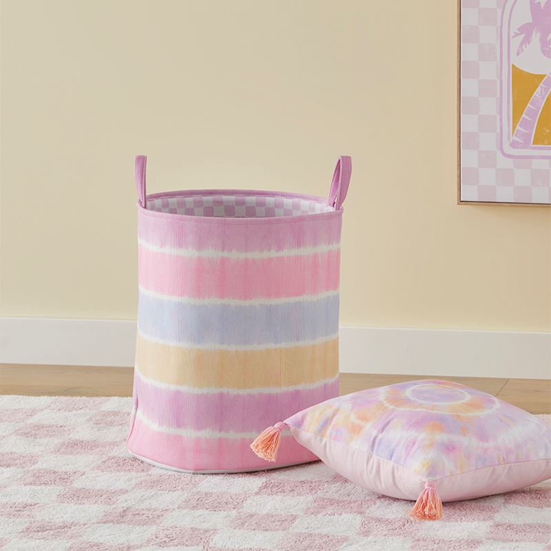 Adairs Kids - Designer Pink Tie Dye Printed Basket | Adairs