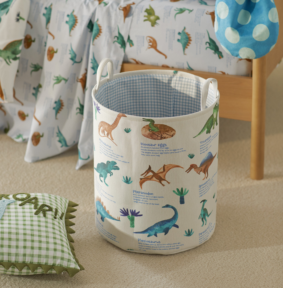 Adairs Kids Roar The Dinosaurs Designer Printed Basket Adairs