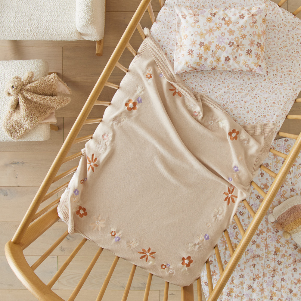 Adairs Baby Novelty Cotton Dahlia Floral Baby Blanket Adairs