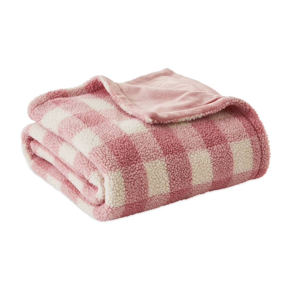 Adairs Kids Clea Pink Checkerboard Blanket Adairs