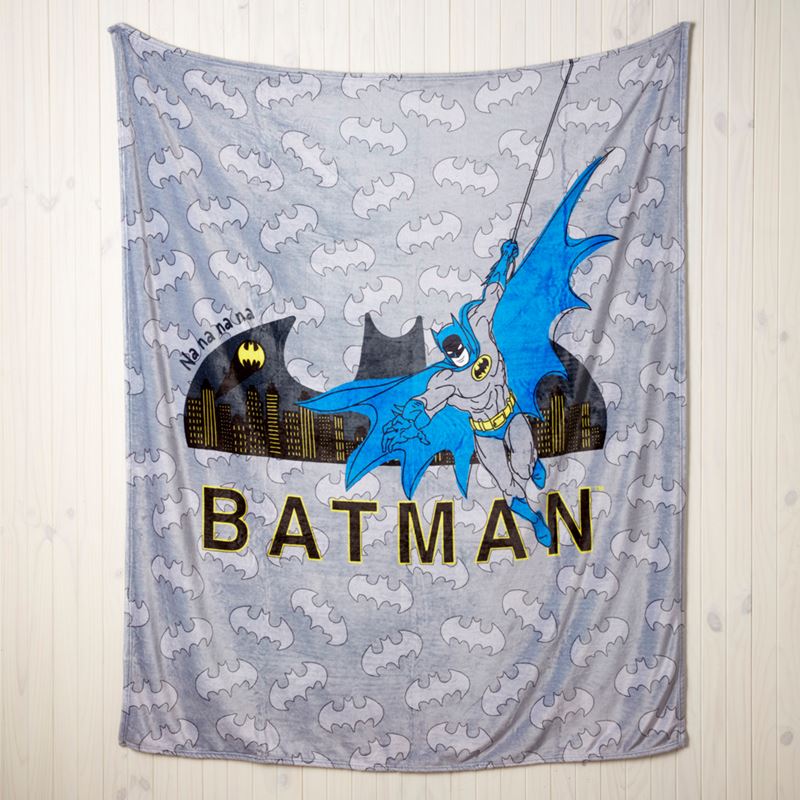 Warner Bros Batman Signal Nananana Grey Ultra Soft Blanket