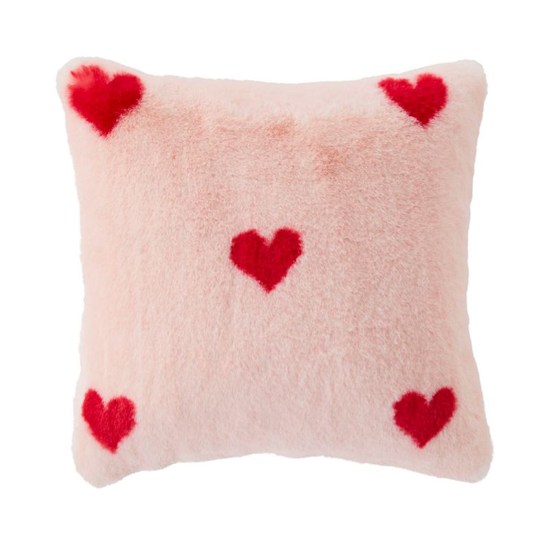 Faux Love Heart Rabbit Fur Cushion