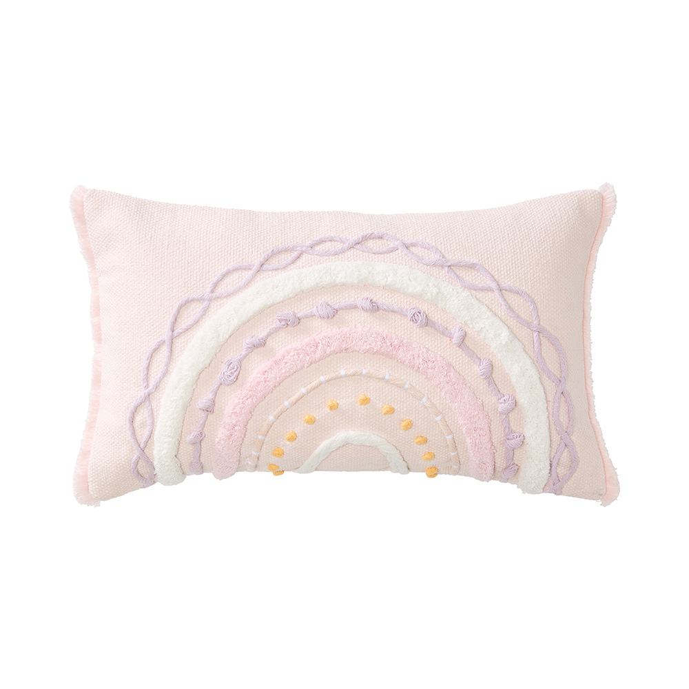 Adairs Kids Tufted Pink Rainbow Cushion Adairs