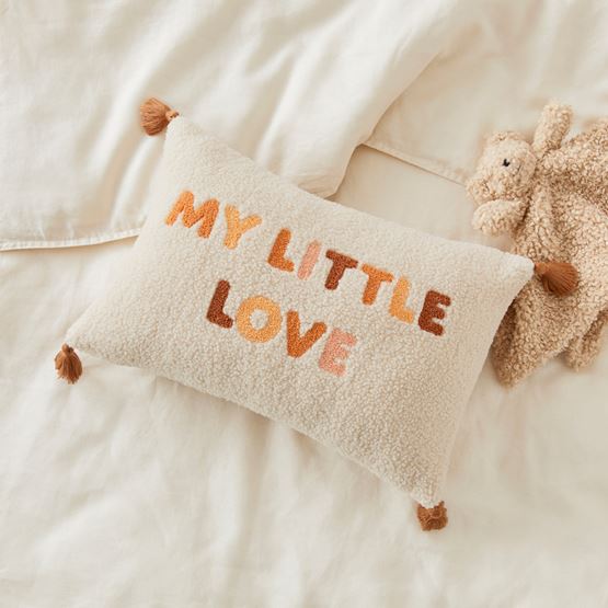My Little Love Natural Boucle Text Cushion