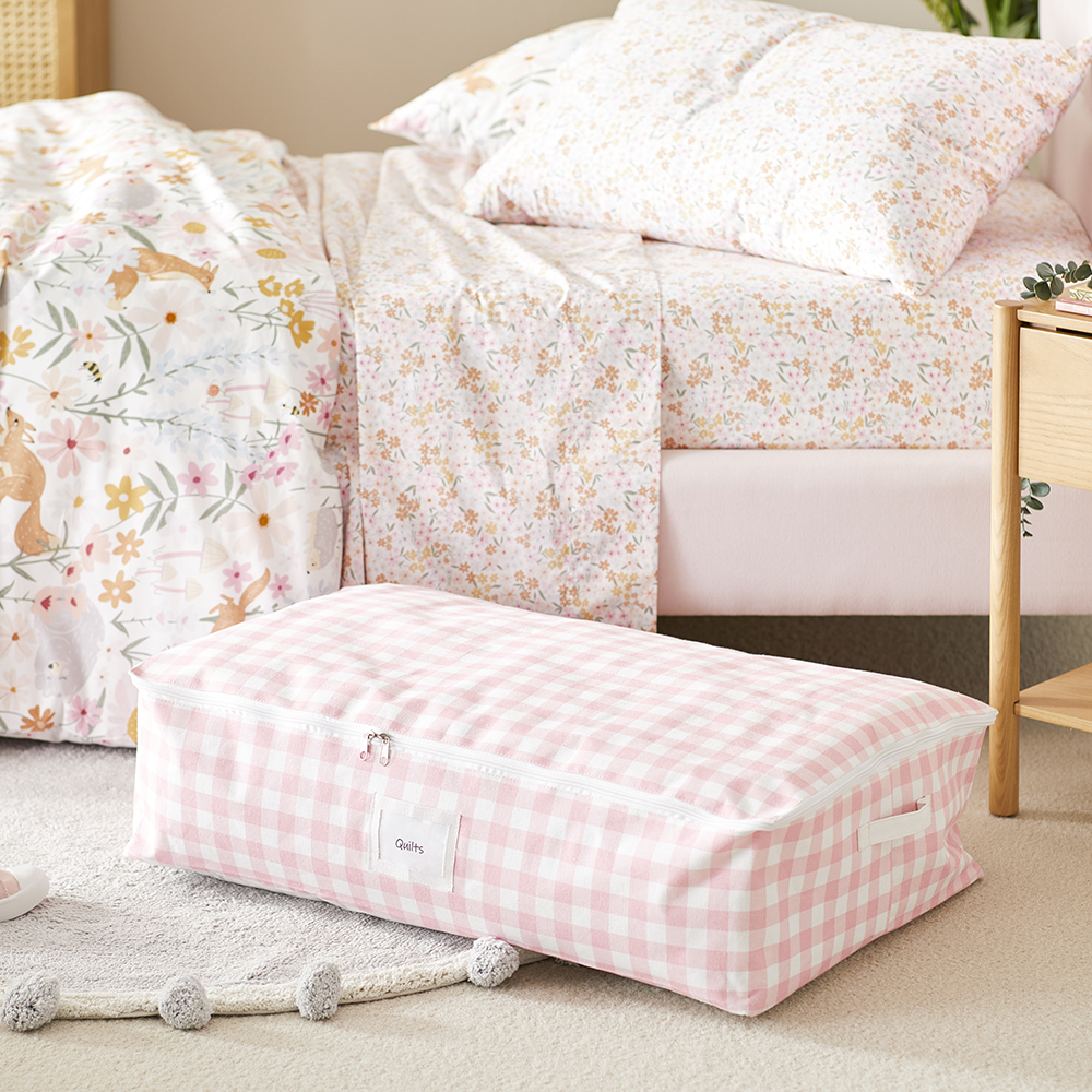 Adairs Kids Pink Gingham Storage Bag Adairs