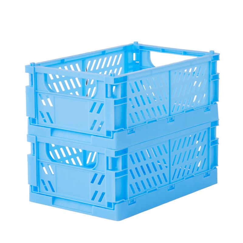 Foldable Blue Medium Storage Boxes Pack of 2