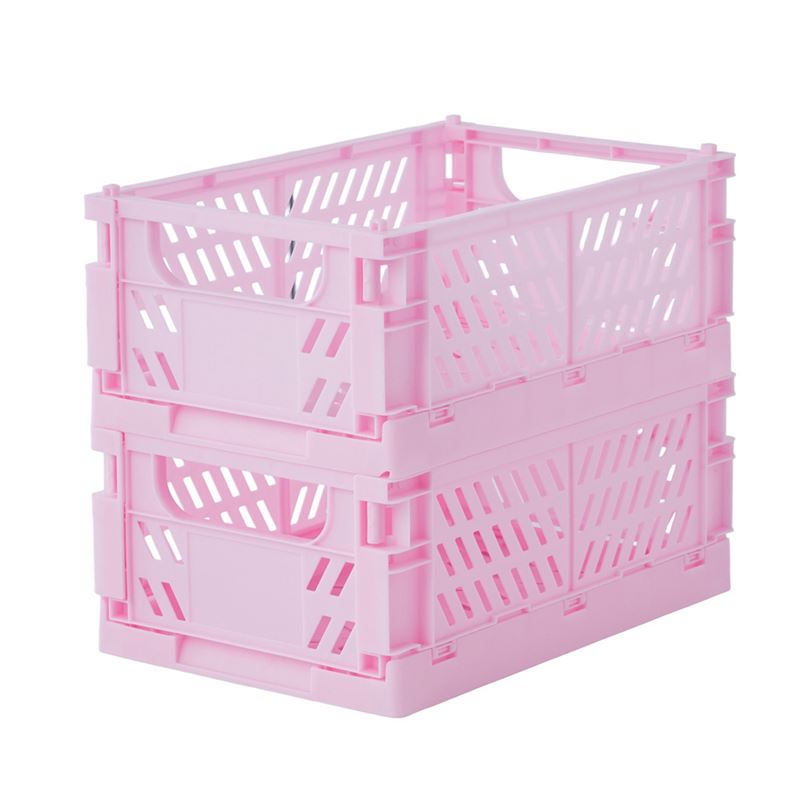 Foldable Pink Medium Storage Boxes Pack of 2