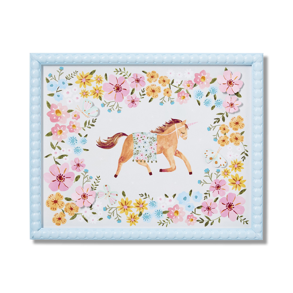 Adairs Kids Heirloom Floral Unicorn Wall Art Adairs