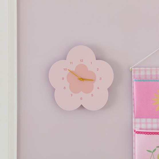 Kids Pink Daisy Wall Clock
