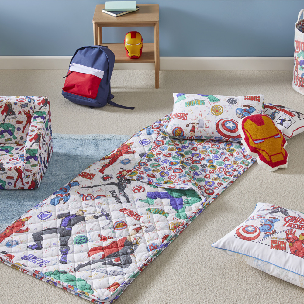 Adairs Kids Marvel Avengers Assemble Natural Marle Sleeping Bag Adairs