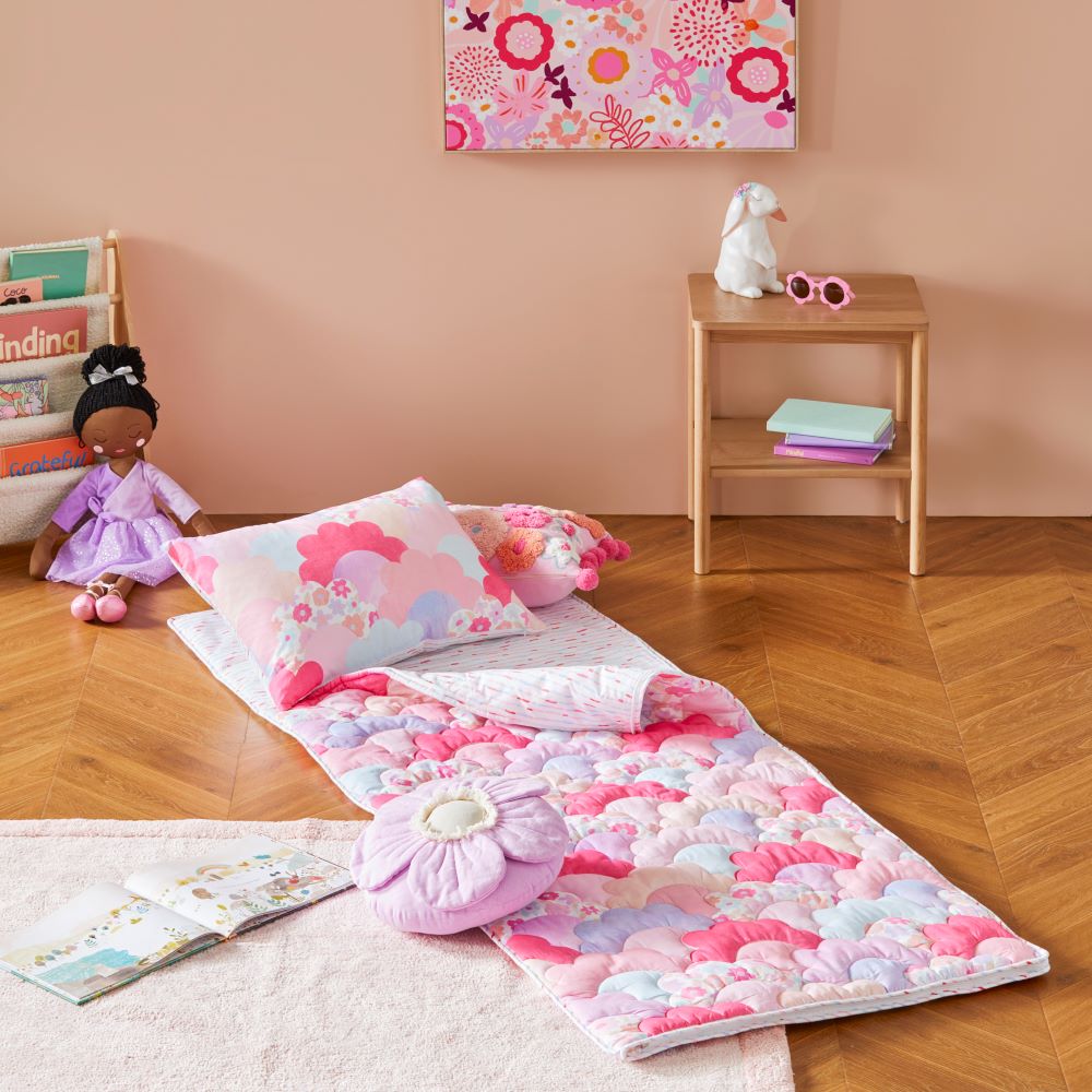 Adairs Kids Stella Floral Pink Sleeping Bag Adairs