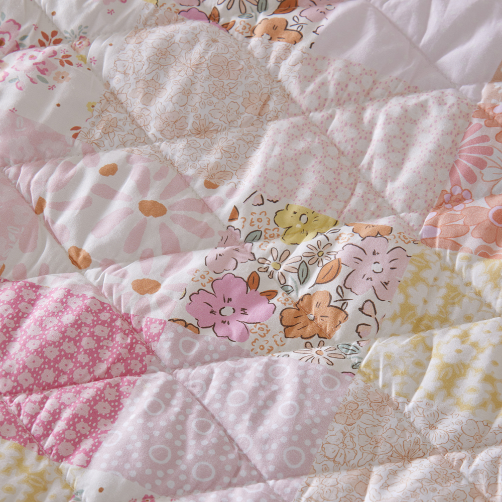 Adairs Kids Nola Patchwork Pink Quilted Cot Quilt Cover Set Adairs