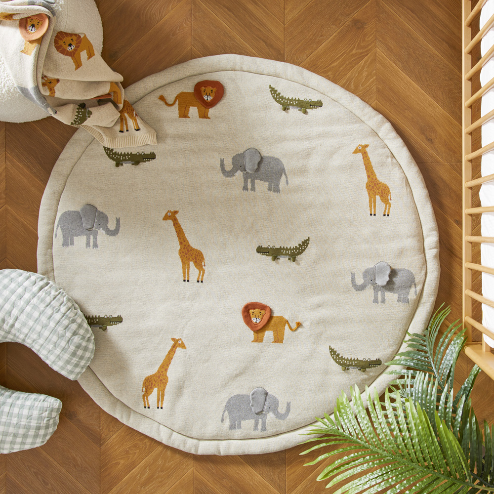 Adairs Baby Interactive Jungle Animals Knitted Play Mat Adairs
