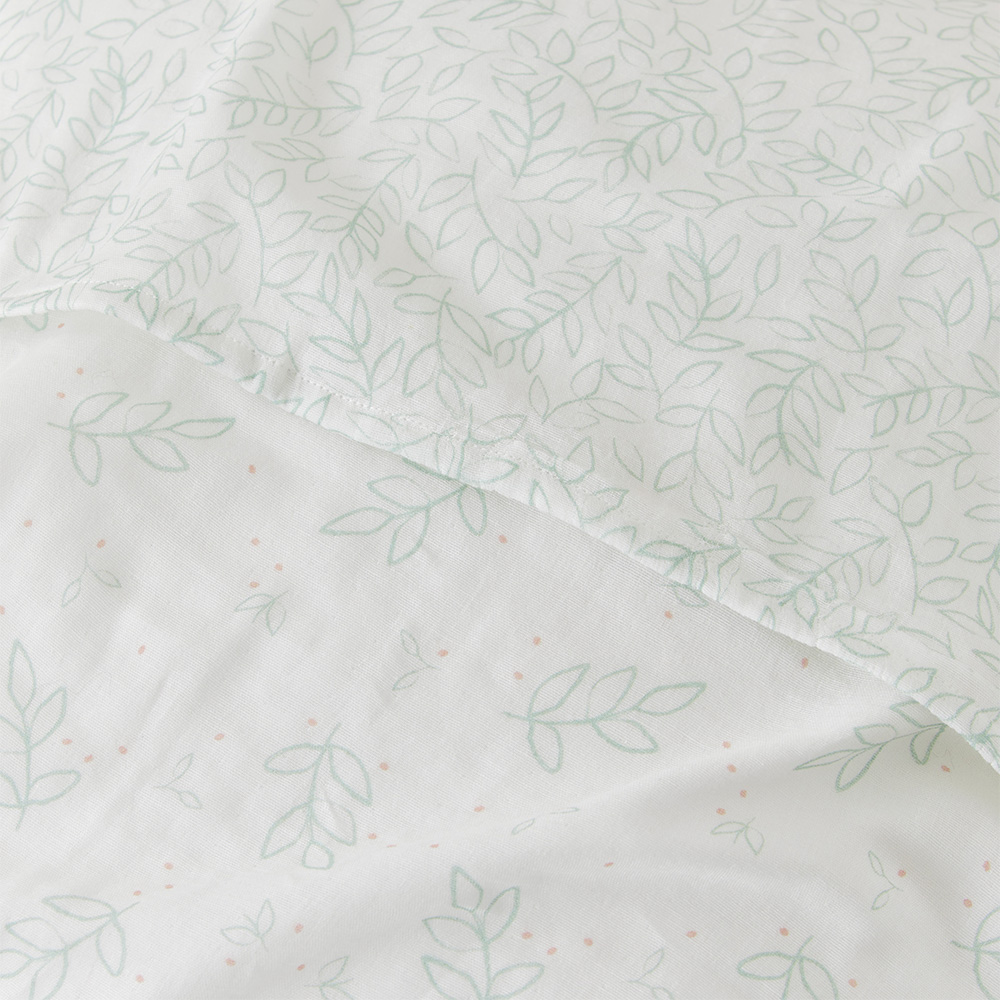 Adairs Baby Fluttering Leaf Sage Natural Cotton Muslin Baby Swaddles