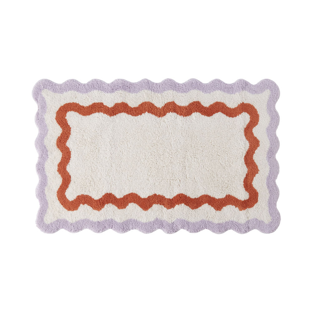 Natural & Lilac Scallop Bath Mat Adairs