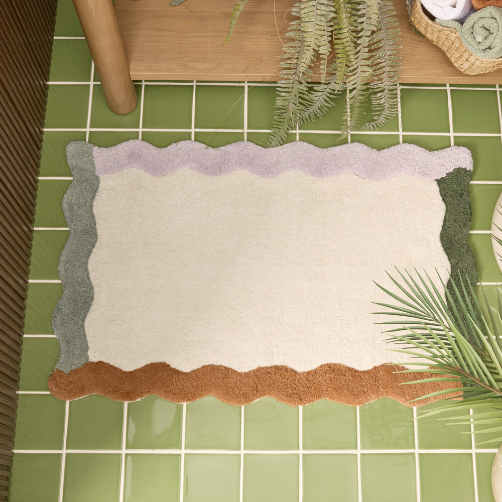 Scallop Frame Seafoam & Lilac Bath Mat Adairs